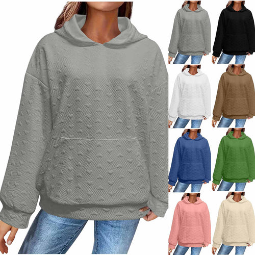Damen Kapuzenpullover mit strukturiertem Herzmuster EB