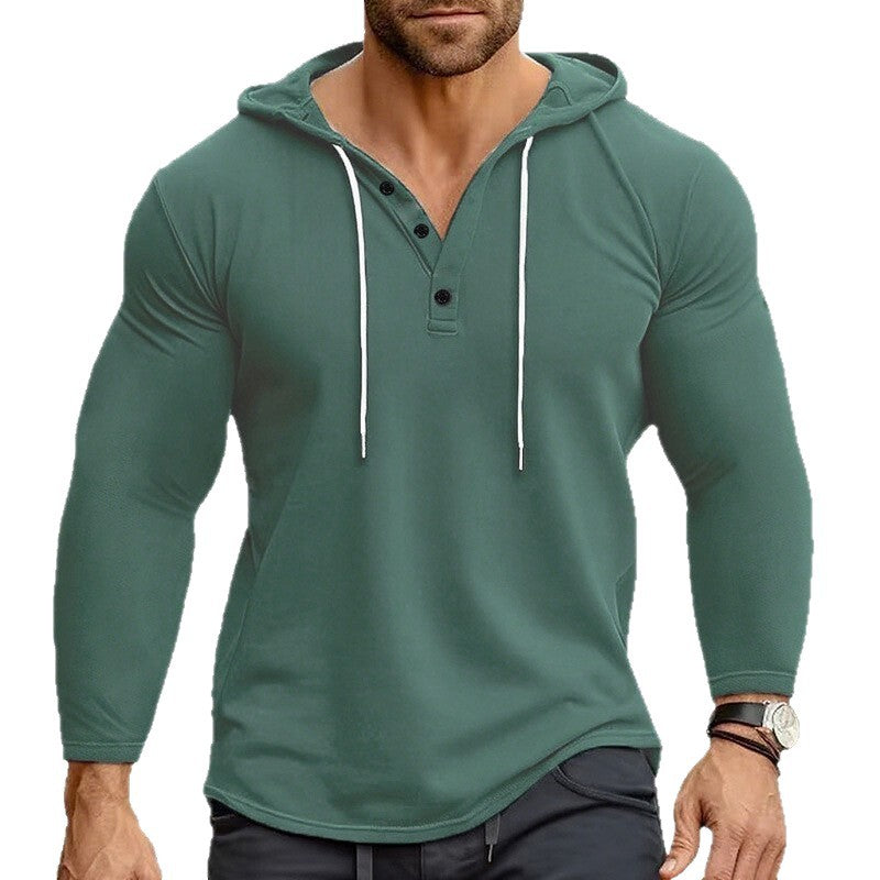 Herren Hoodie mit knöpfbarem Kragen und Kordelzug EB