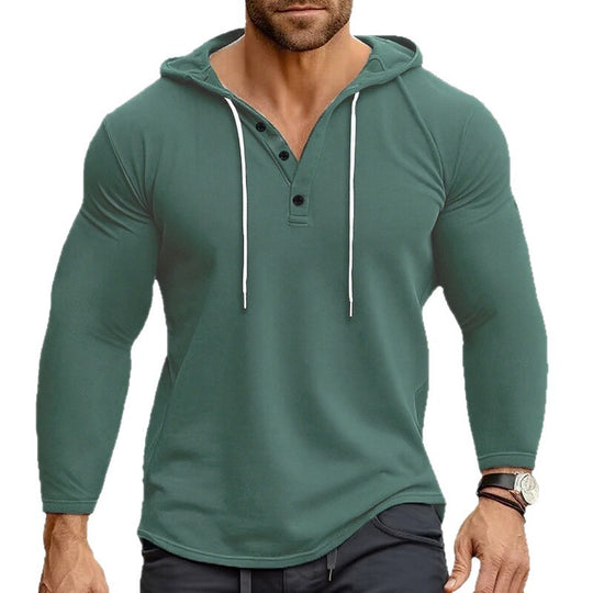 Herren Hoodie mit knöpfbarem Kragen und Kordelzug EB