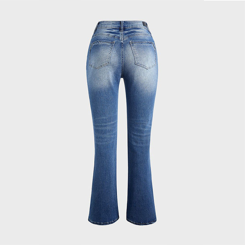Damen Bootcut Jeans im lässigen Vintage-Stil mit hohem Bund und moderner Waschung EB