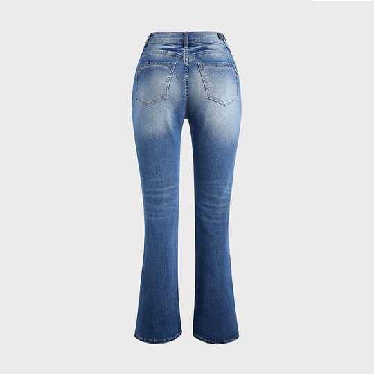 Damen Bootcut Jeans im lässigen Vintage-Stil mit hohem Bund und moderner Waschung EB