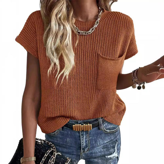 Damen Kurzarm Stricktop EB
