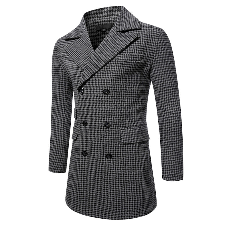 Herren eleganter Karoblazer mit doppelter Knopfleiste und stylischem Innenfutter EB