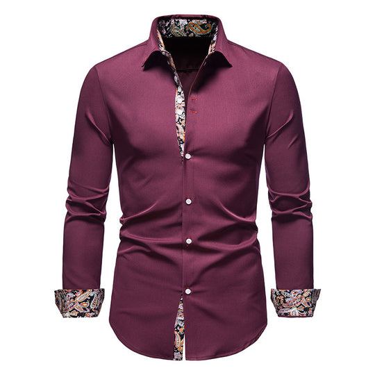 Herren elegantes Langarmhemd mit auffälligem Paisley-Muster EB