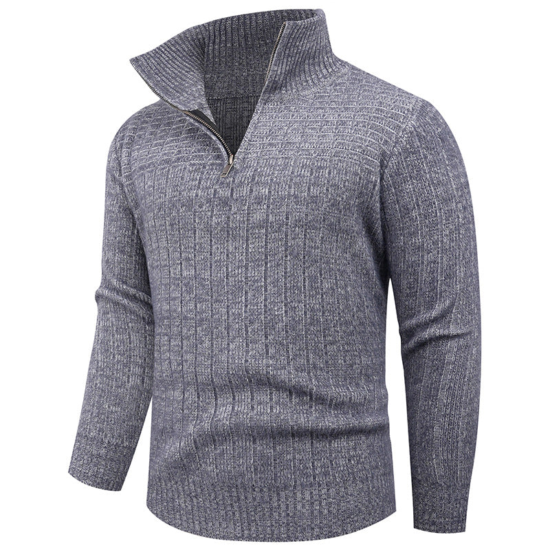 Herren Strickpullover mit modernem Zipper und strukturiertem Design EB