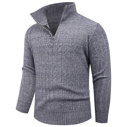 Herren Strickpullover mit modernem Zipper und strukturiertem Design EB