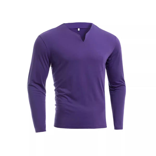 Herren nan Langarmshirt mit V-Ausschnitt Slim Fit Baumwollmix und elastischem Komfortbund EB