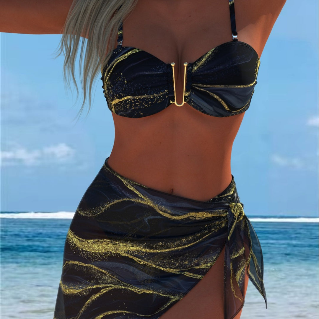 Damen Bikini-Set mit elegantem Balconette-Oberteil und modischem Wickelrock EB