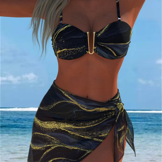 Damen Bikini-Set mit elegantem Balconette-Oberteil und modischem Wickelrock EB