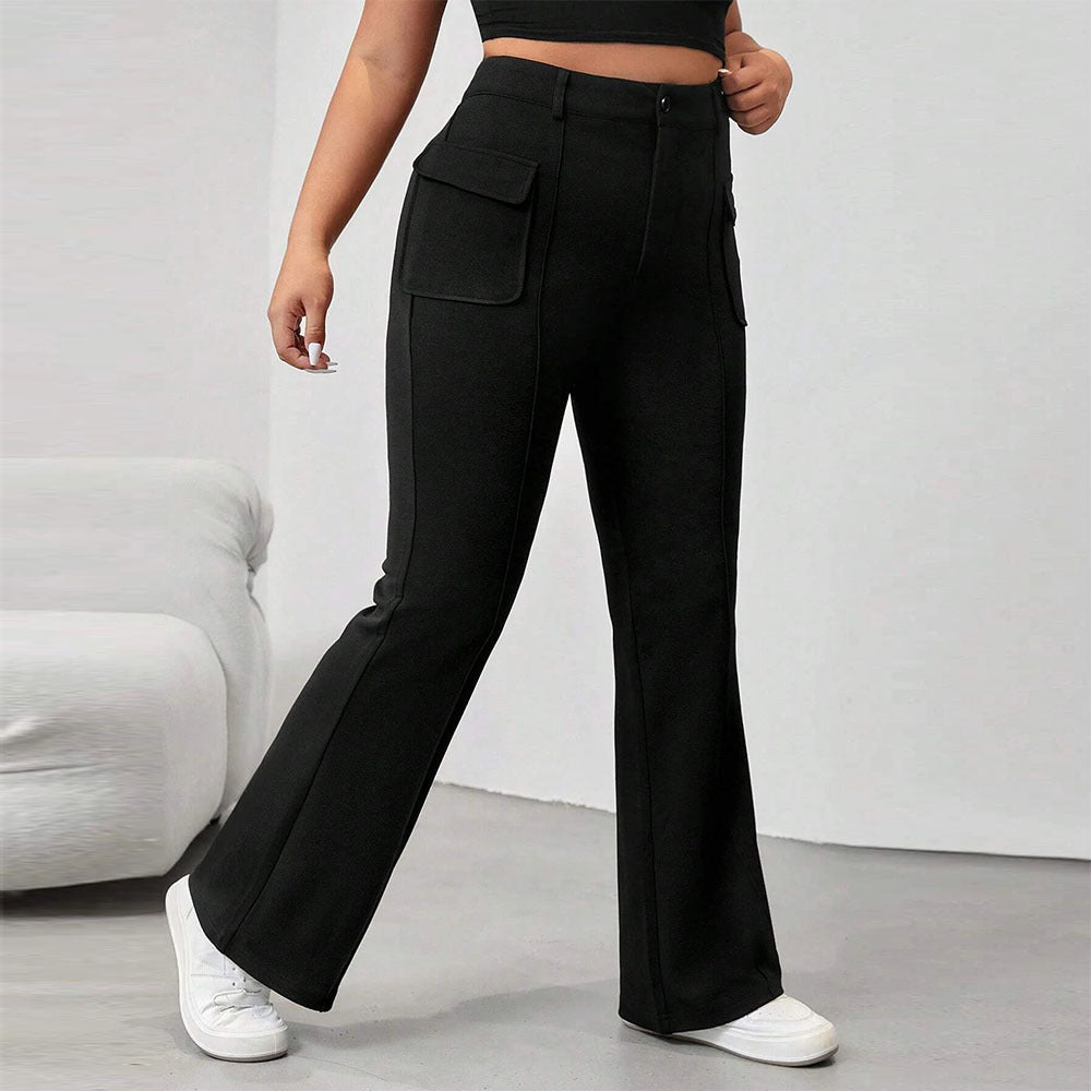 Damen Flared Hose mit praktischen Seitentaschen und elastischem Bund EB