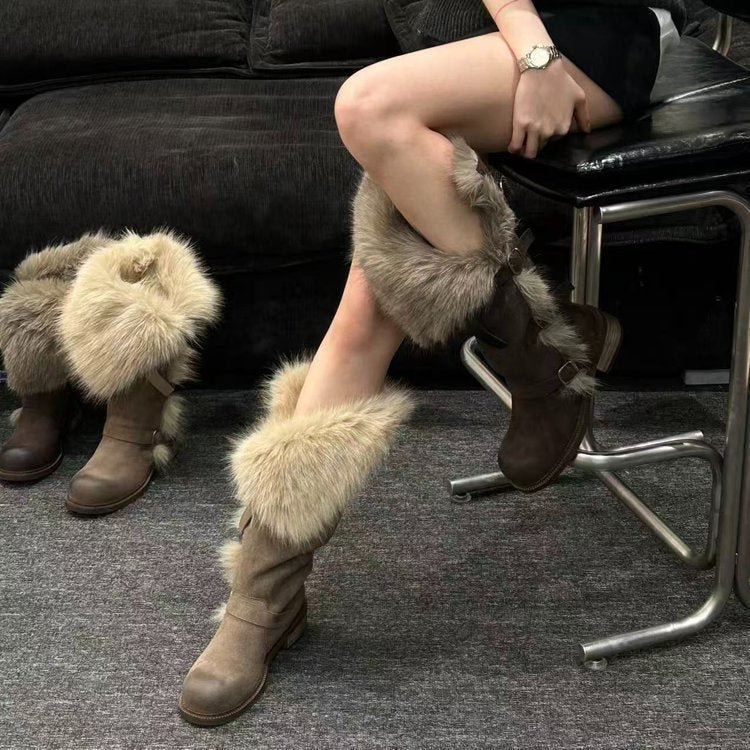 Damen Winterstiefel mit luxuriösem Kunstfellkragen und strapazierfähiger Sohle EB