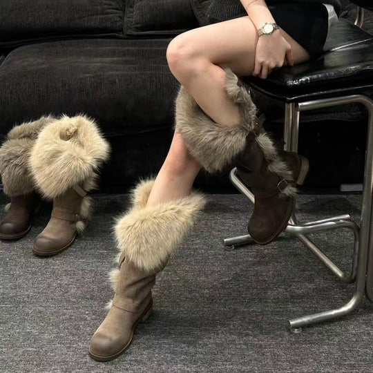 Damen Winterstiefel mit luxuriösem Kunstfellkragen und strapazierfähiger Sohle EB