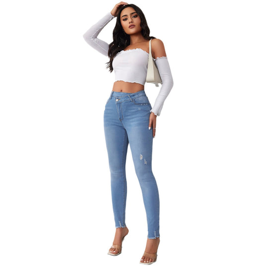 Damen Skinny Jeans mit modischen Destroyed-Details EB