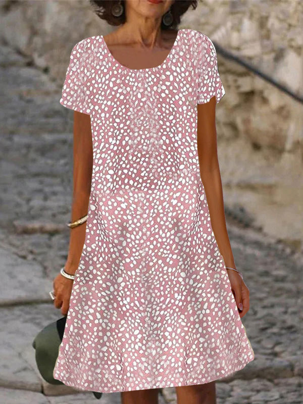 Damen lässiges Sommerkleid mit modernen Mustern und femininem Schnitt EB