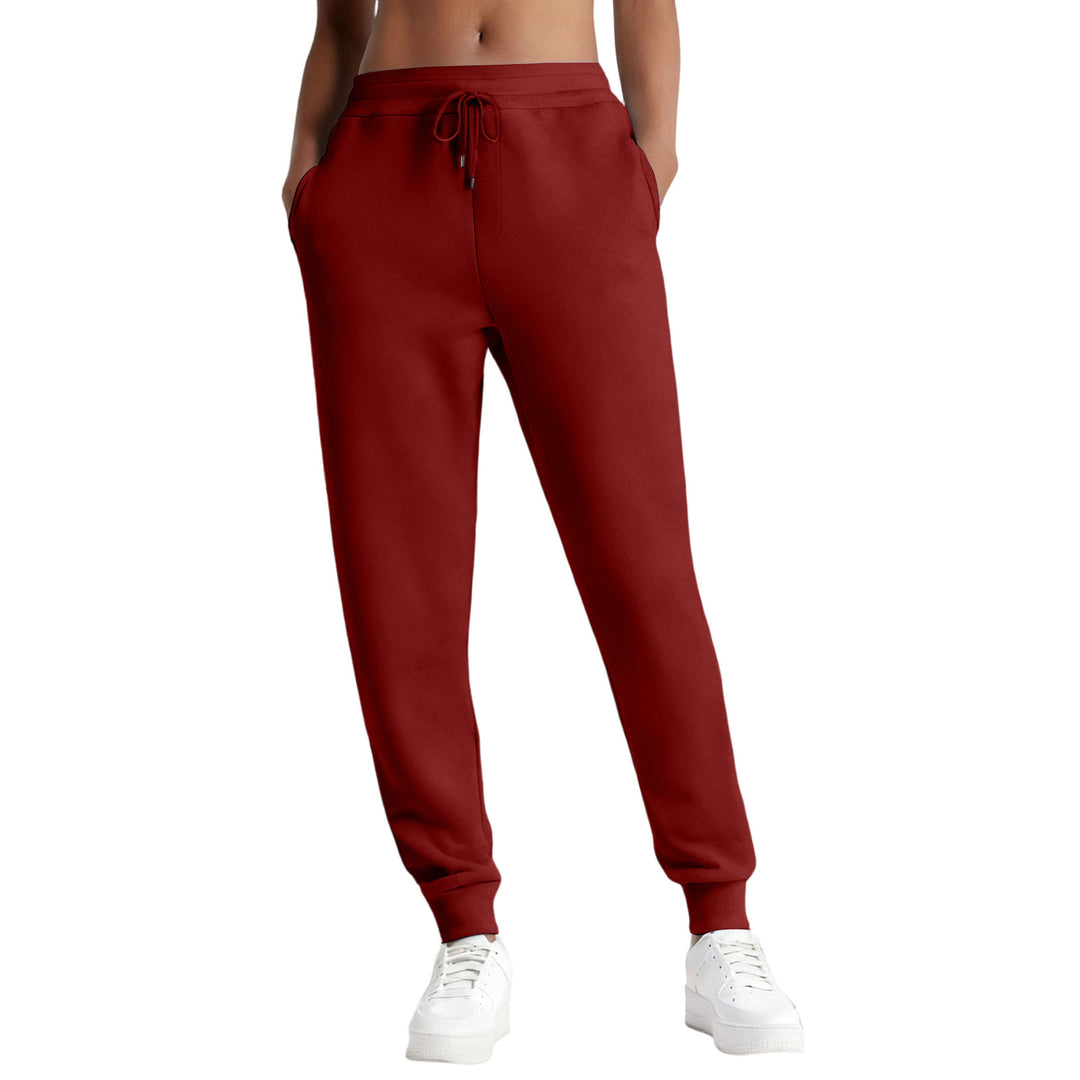 Damen nan schmale High‑Waist Sweat-Jogginghose mit hohem Komfortbund, verstellbarem Kordelzug und elastischen Knöchelbündchen EB