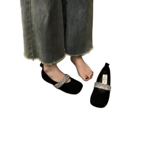 Damen elegante Ballerinas mit verzierten Riemchen EB