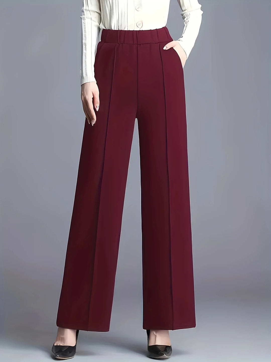 Damen Weite Hochbund-Hose mit eleganten Bügelfalten EB