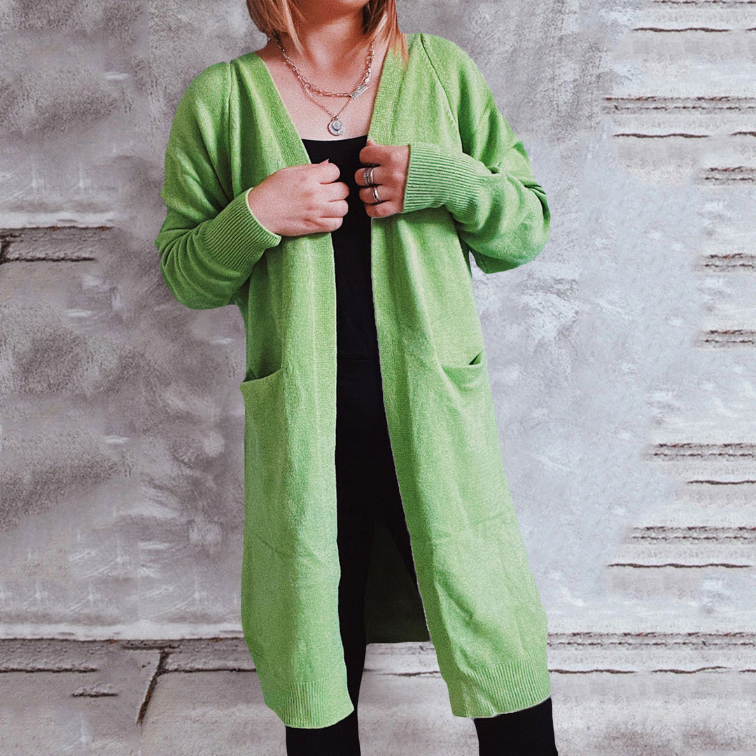 Damen lässiger Strickcardigan mit offenen Fronten und praktischen Taschen EB