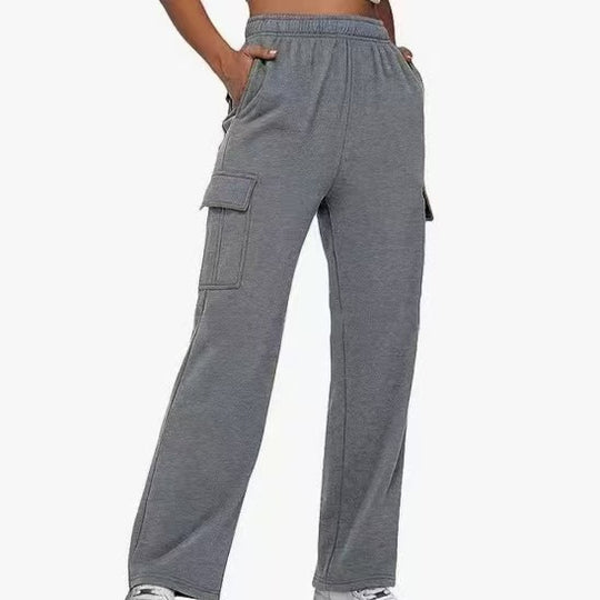 Damen nan relaxed-fit Cargo-Jogginghose mit geradem Bein, Elastikbund und aufgesetzten Klappentaschen EB
