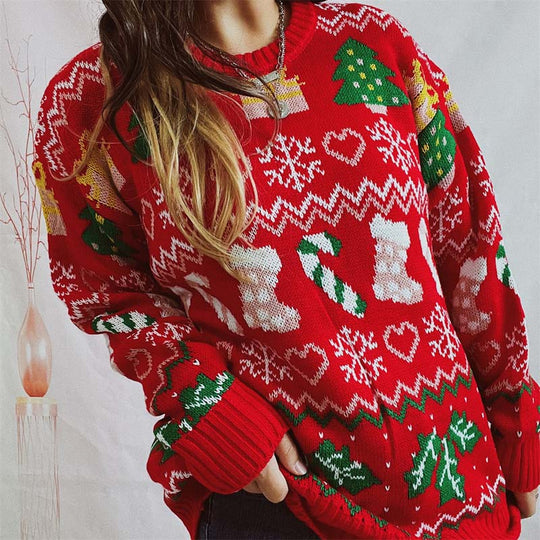 EB | Weihnachtlicher Strickpullover Mit Schneeflockenmotiv