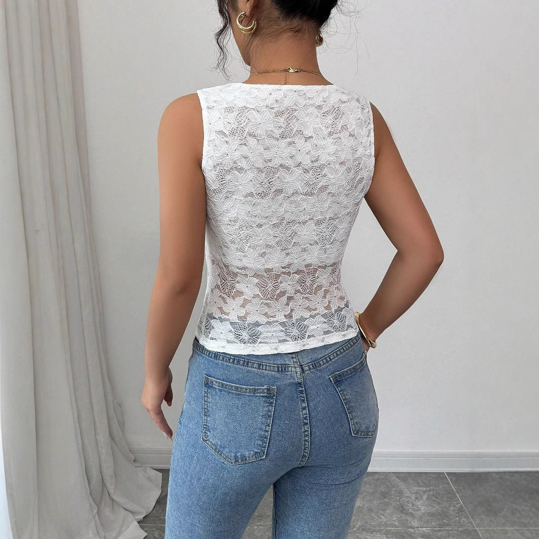 Damen Elegantes Spitzenoberteil mit raffiniertem Wickeldesign EB
