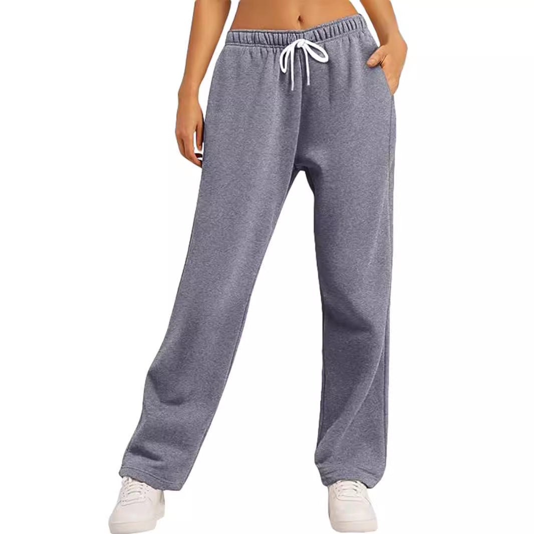Damen bequeme Sporthose mit elastischem Bund und seitlichen Taschen EB