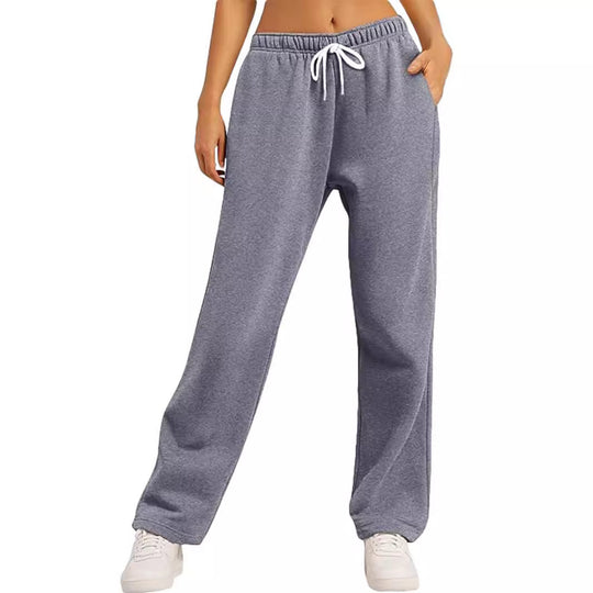 Damen bequeme Sporthose mit elastischem Bund und seitlichen Taschen EB
