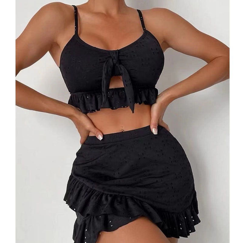 Damen Crop-Top und Rüschenshort Set EB