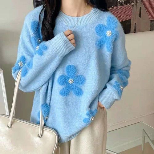 Damen Weicher Strickpullover mit strukturiertem Applikationsdesign EB