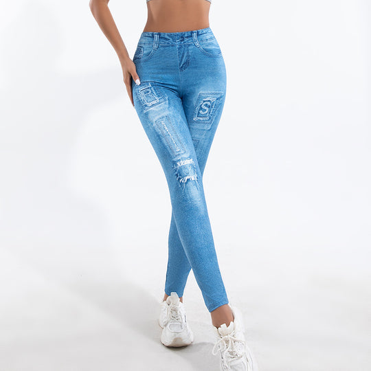 Damen Leggings mit verspielten Cut-Out-Details und dekorativen Bändern EB