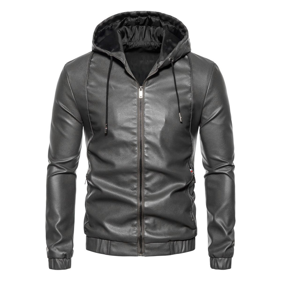 Herren Kunstlederjacke mit praktischem Kapuzen Design und sportiven Details EB