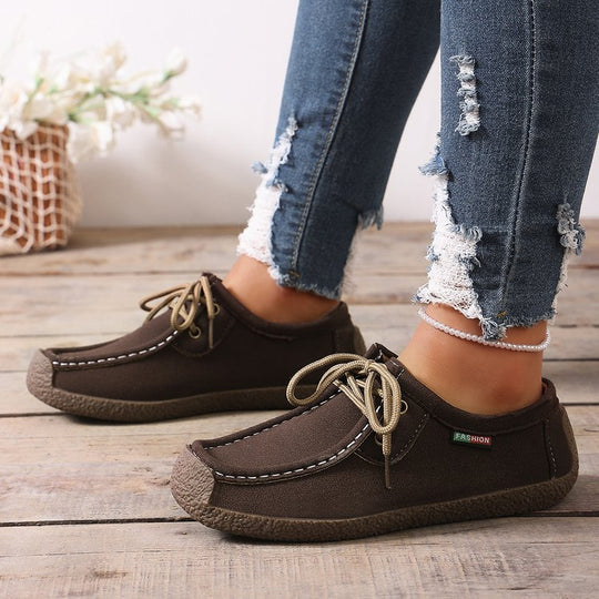 Damen Freizeit Sneaker mit elastischen Schnürsenkeln und rutschfester Sohle EB