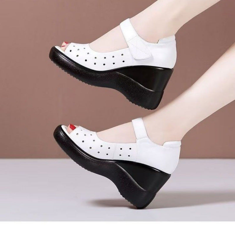 Damen Wedge-Sandalen mit verstellbarem Riemen und Luftdurchlässigem Obermaterial EB