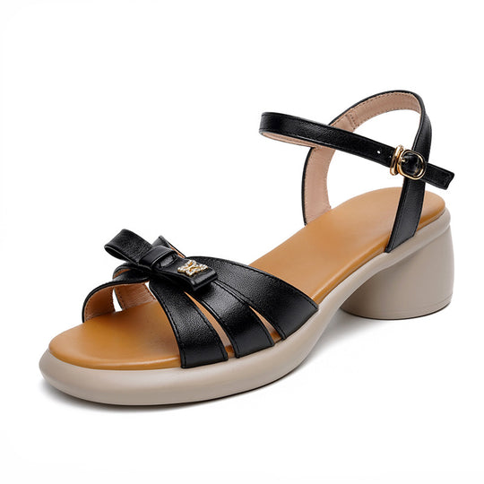 Damen Komfortable Sandalen mit elegantem Riemendesign und bequemen Blockabsatz EB