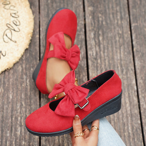 Damen Wedge-Sandalen mit dekorativem Schleifen-Detail EB