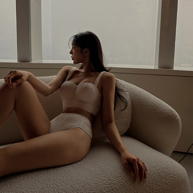 Damen Bikini-Set mit elegantem Rüschendesign und hoch taillierter Hose EB