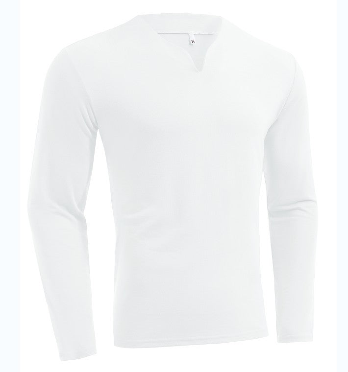 Herren nan Langarmshirt mit V-Ausschnitt Slim Fit Baumwollmix und elastischem Komfortbund EB
