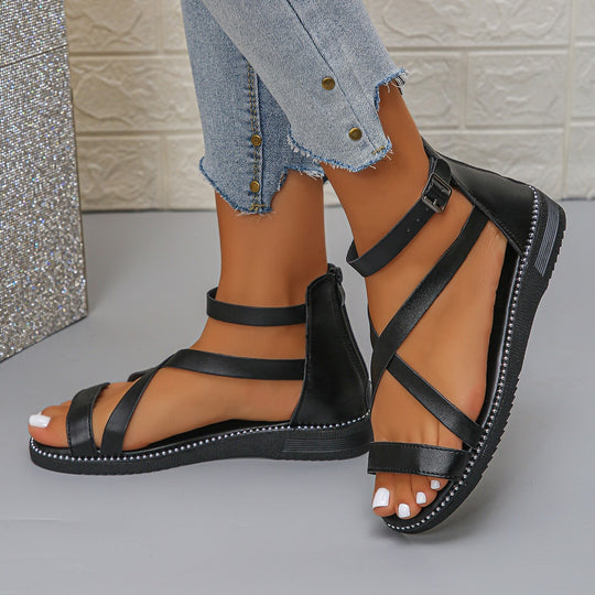 Damen Riemchen-Sandalen mit komfortablem Fußbett und eleganter Schnallenverzierung EB