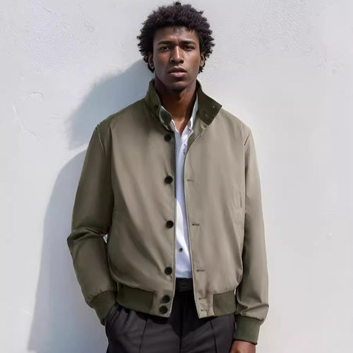 Herren Casual-Bomberjacke mit hohem Kragen und praktischen Taschen EB