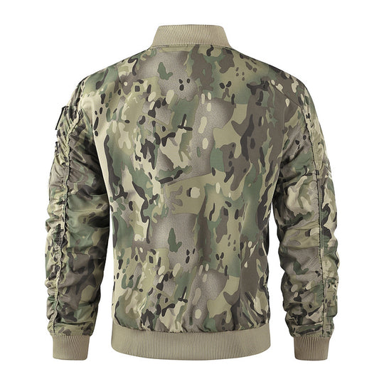 Herren  klassische Bomberjacke im Pilotendesign mit Multifunktionstaschen und robustem Reißverschluss EB