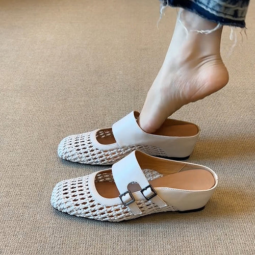 Damen modische Clogs mit dekorativen Schnallen und atmungsaktivem Netzdesign EB