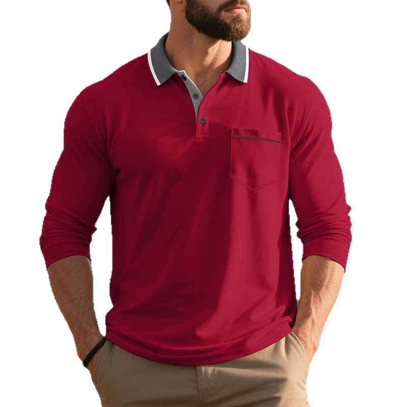 Herren Langarm Polo-Shirt aus atmungsaktivem Stoff mit modernem Kragen EB