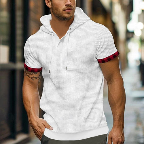 Herren modernes Kapuzenshirt mit strukturiertem Design und kontrastierenden Ärmeln EB