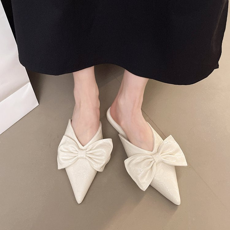 Damen elegante Mules mit verziertem Schleifenakzent EB