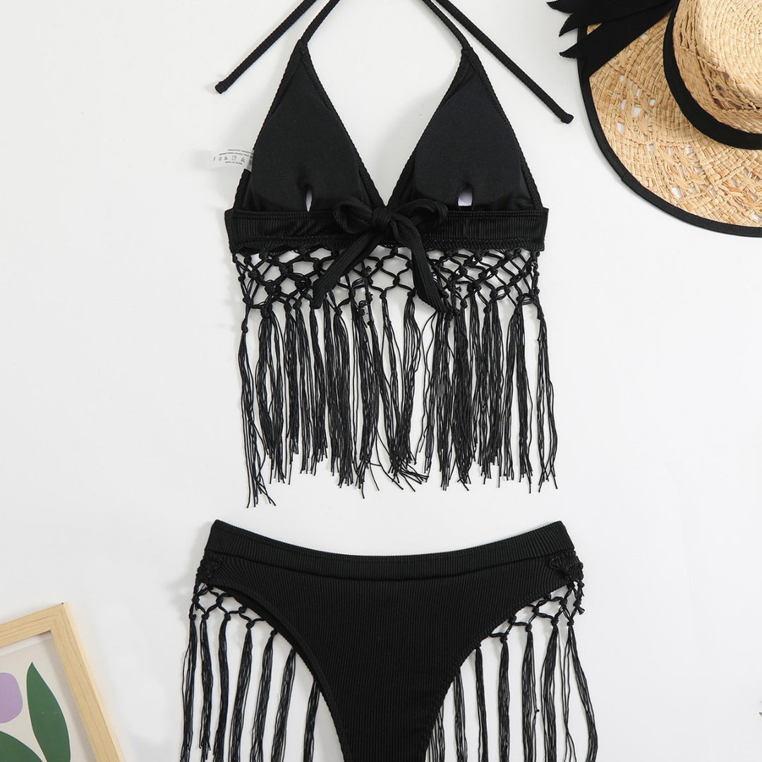 Damen Freizeitsommer-Bikini mit modischen Fransen EB