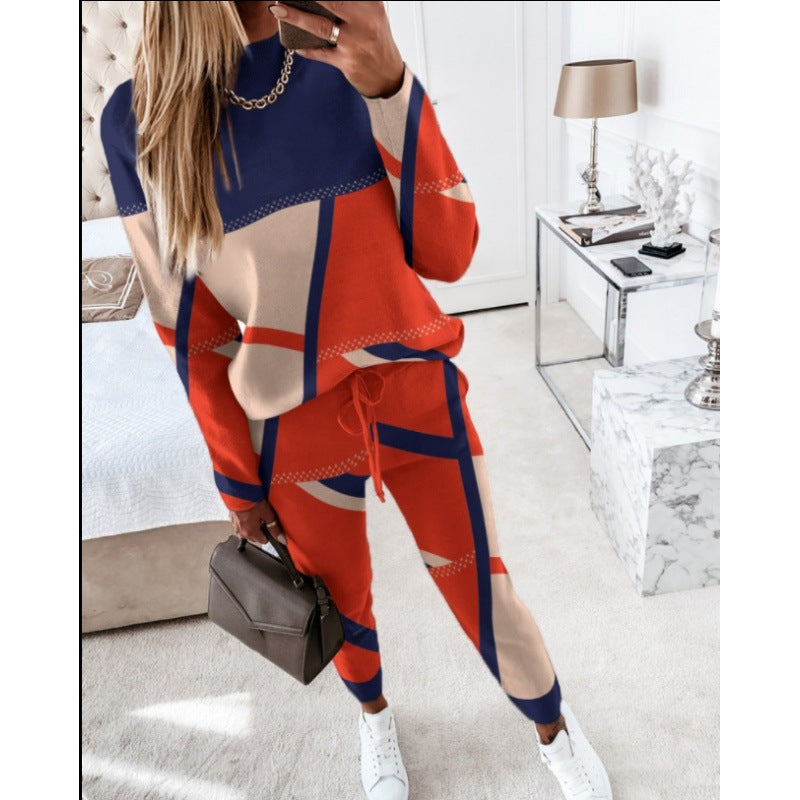 Damen trendy Sweatanzug mit grafischem Muster EB
