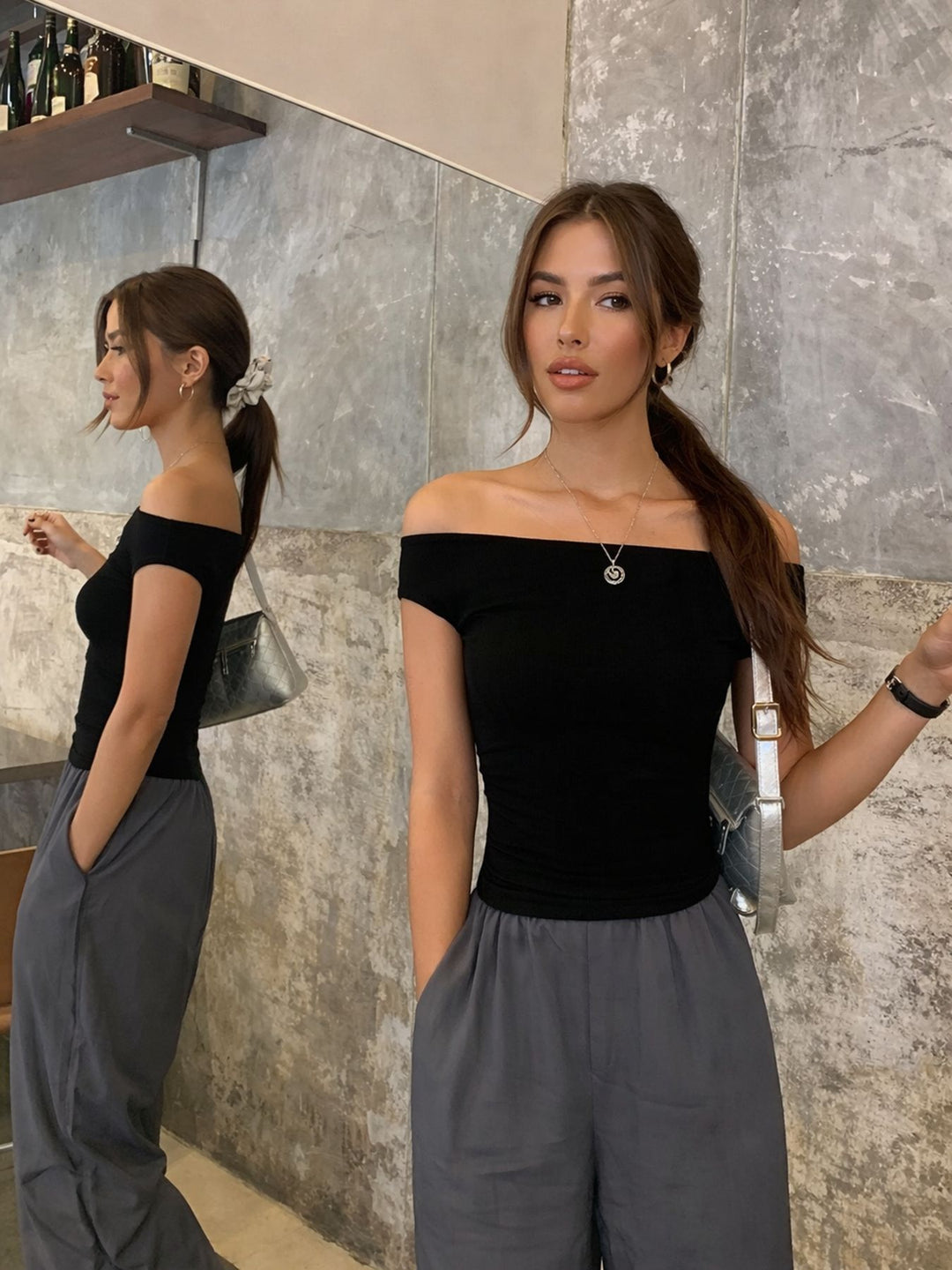 Damen Off-Shoulder Oberteil EB