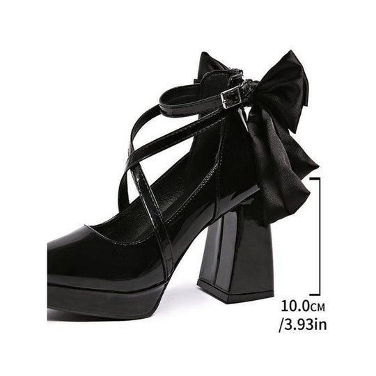 Damen elegante High Heel Schuhe mit Riemen und Schleifenverzierung EB