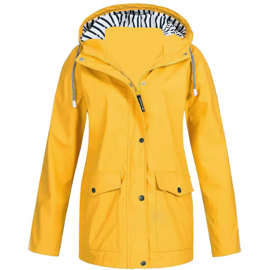 Damen nan wasserdichter Parka mit Kapuze, Kordelzug und aufgesetzten Taschen EB