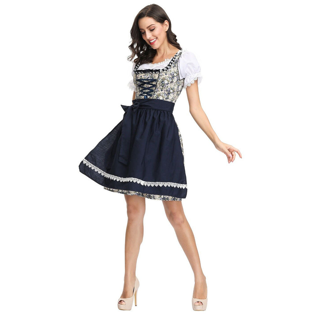 Damen nan traditionelles Dirndlkleid mit geschnürtem Mieder und abnehmbarer Schürze EB